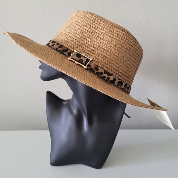 Accessories - Panama Brim Hat With Leopard Strap✨️